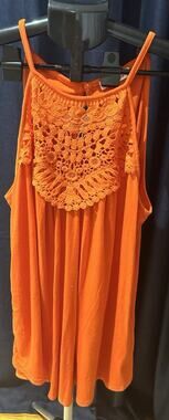 Fashion Orange Crochet Front Tank WOmen's size XL